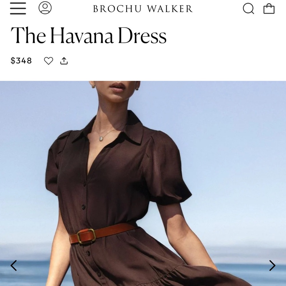 Brochu Walker Dark Brown Puff Sleeve Dress Like NEW